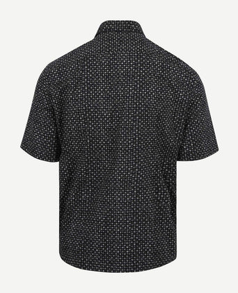 Overhemd short sleeves print donkerblauw