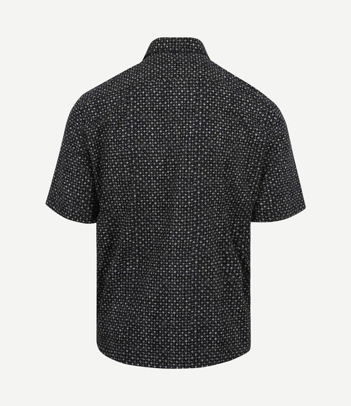 Overhemd short sleeves print donkerblauw