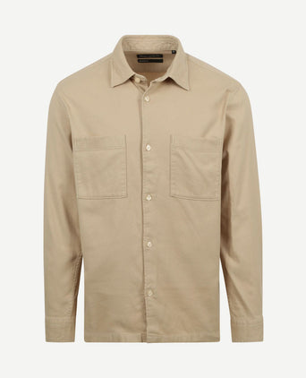 Overhemd twill flanel beige