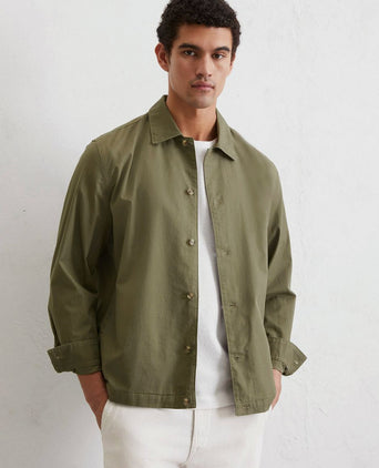 Marc o'polo overshirt linnen blend olijfgroen | Regular-fit