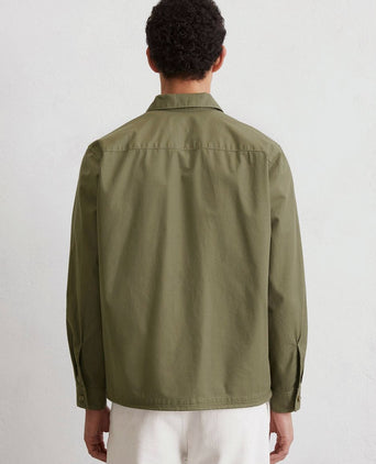 Overshirt linnen blend olijfgroen