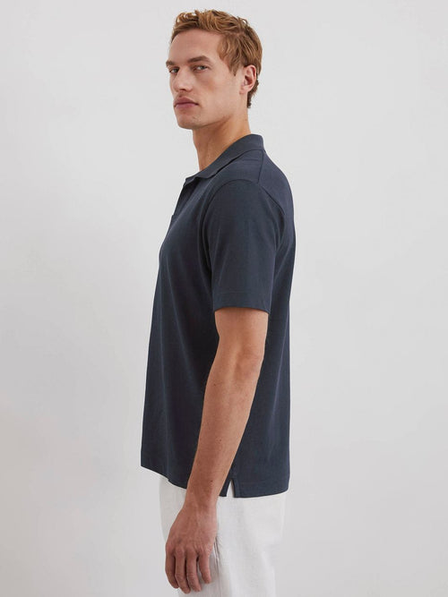 Poloshirt riva linen blend donkerblauw