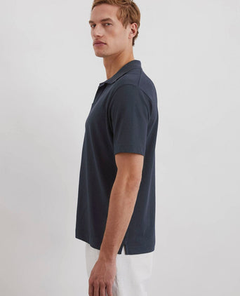Poloshirt riva linen blend donkerblauw