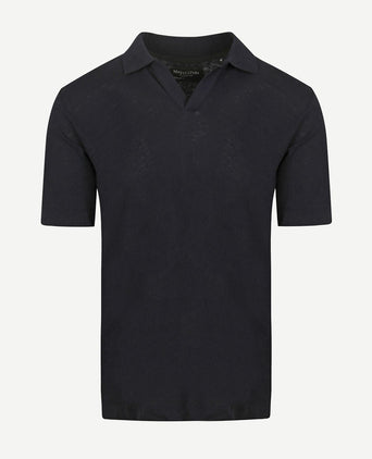 Marc o'polo poloshirt riva linen blend donkerblauw
