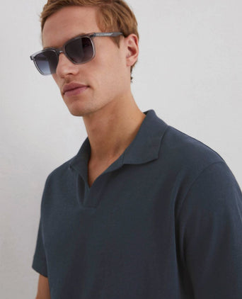 Marc o'polo poloshirt riva linen blend donkerblauw