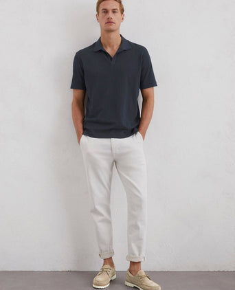 Marc o'polo poloshirt riva linen blend donkerblauw