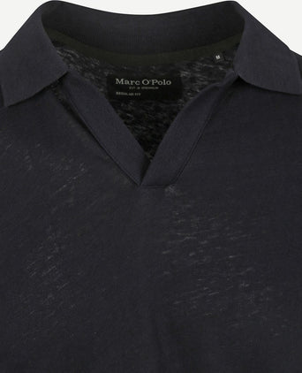 Marc o'polo poloshirt riva linen blend donkerblauw