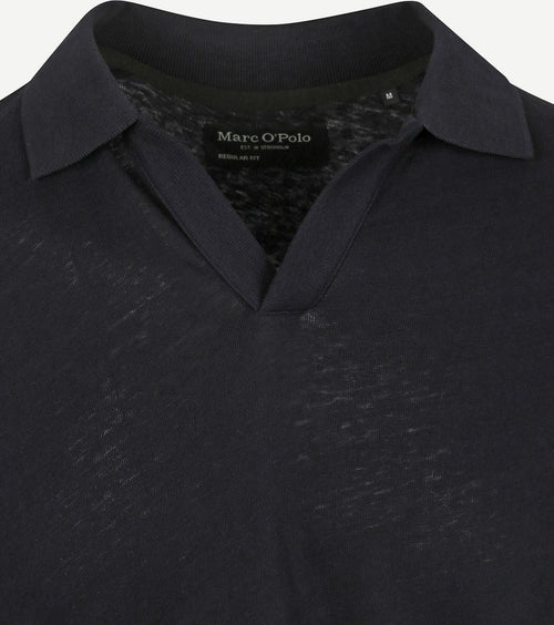 Marc o'polo poloshirt riva linen blend donkerblauw