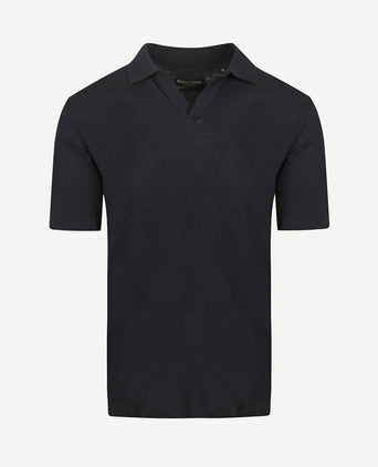 Poloshirt riva linen blend donkerblauw