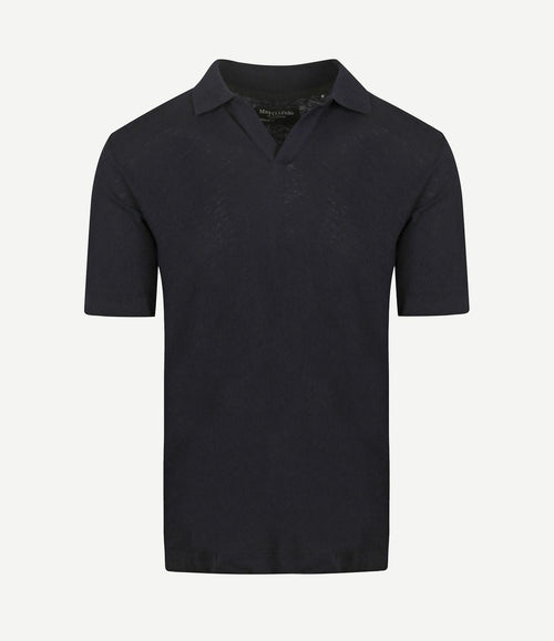 Poloshirt riva linen blend donkerblauw