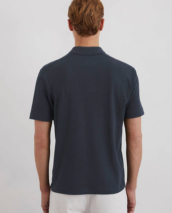 Marc o'polo poloshirt riva linen blend donkerblauw