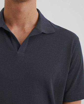 Marc o'polo poloshirt riva linen blend donkerblauw