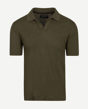 Marc o'polo poloshirt riva linen blend olijfgroen