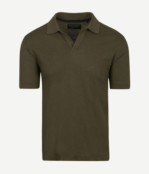 Marc o'polo poloshirt riva linen blend olijfgroen