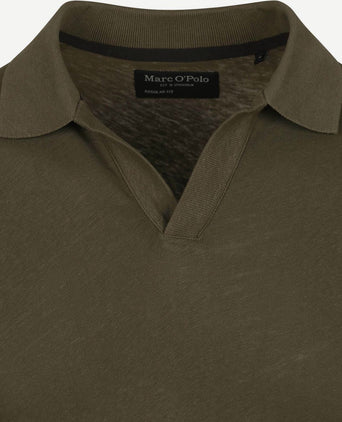 Marc o'polo poloshirt riva linen blend olijfgroen