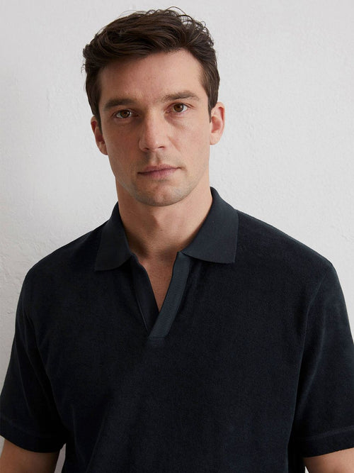 Marc o'polo poloshirt riva terry cloth donkerblauw