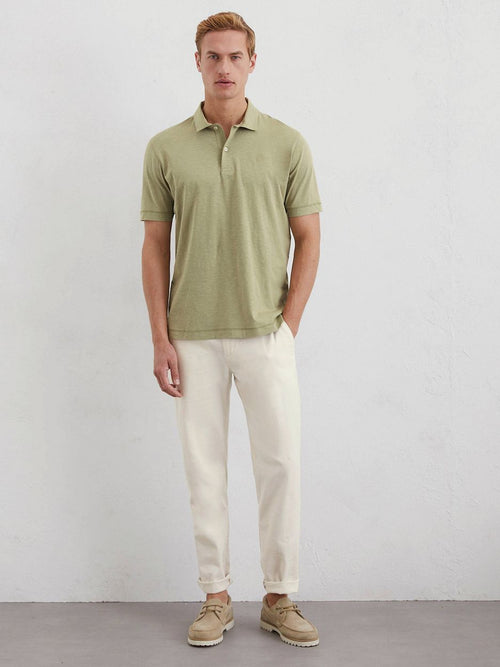 Marc o'polo poloshirt slubs sage groen