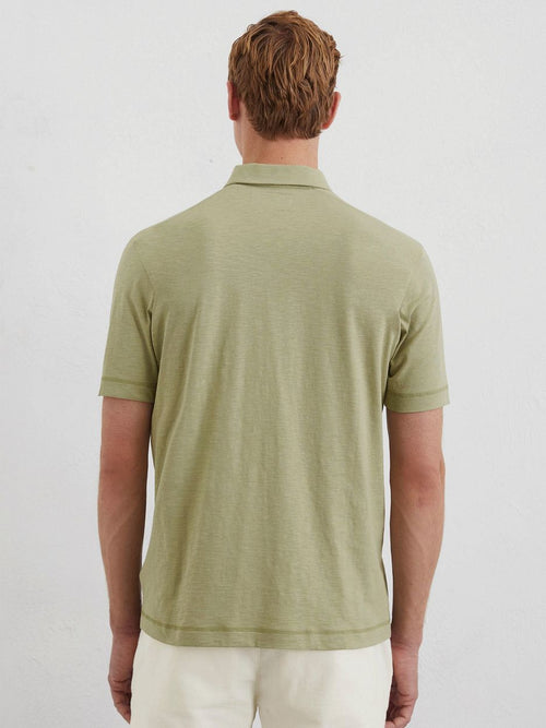 Marc o'polo poloshirt slubs sage groen