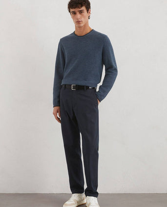 Marc o'polo pullover crewneck cotton/linen dark blue | Regular-fit