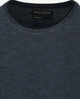 Marc o'polo pullover crewneck cotton/linen dark blue | Regular-fit