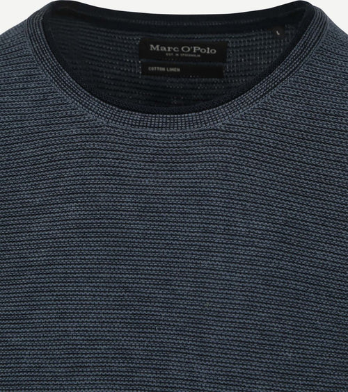 Marc o'polo pullover crewneck cotton/linen dark blue | Regular-fit