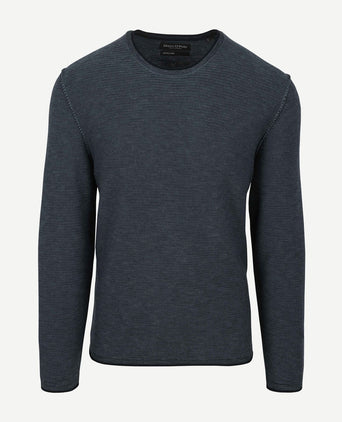 Marc o'polo pullover crewneck cotton/linen dark blue | Regular-fit