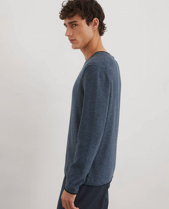 Marc o'polo pullover crewneck cotton/linen dark blue | Regular-fit