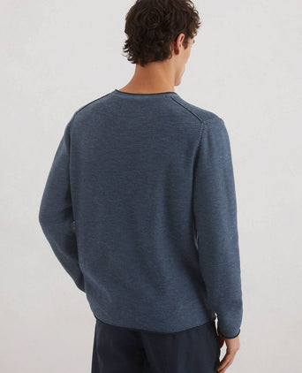 Marc o'polo pullover crewneck cotton/linen dark blue | Regular-fit