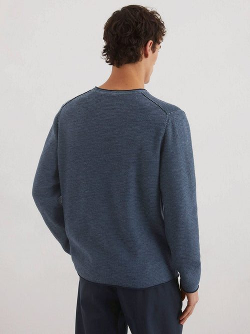 Marc o'polo pullover crewneck cotton/linen dark blue | Regular-fit