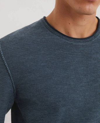 Marc o'polo pullover crewneck cotton/linen dark blue | Regular-fit