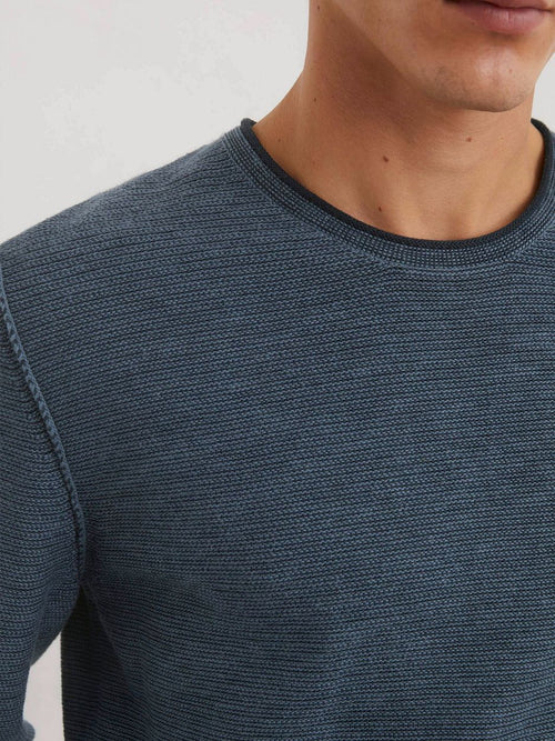 Marc o'polo pullover crewneck cotton/linen dark blue | Regular-fit