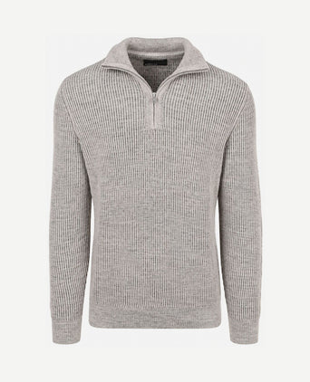Pullover halve rits light beige