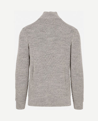 Pullover halve rits light beige