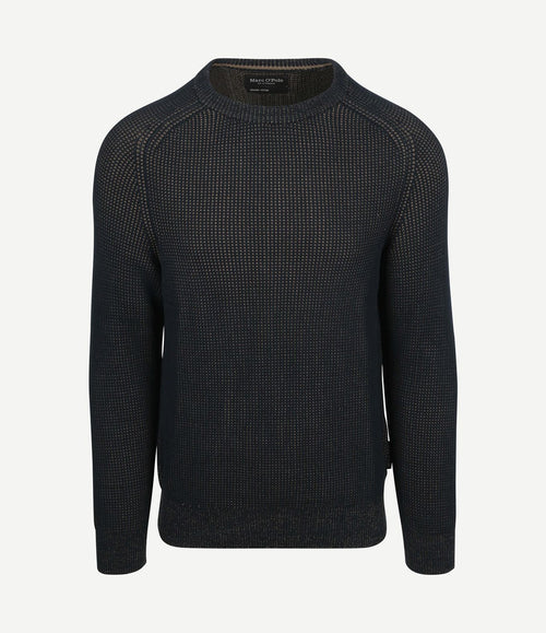 Pullover structured bi-colour donkerblauw