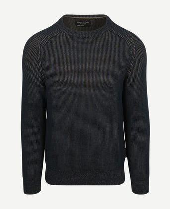 Pullover structured bi-colour donkerblauw