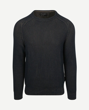 Pullover structured bi-colour donkerblauw