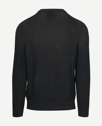 Pullover structured bi-colour donkerblauw