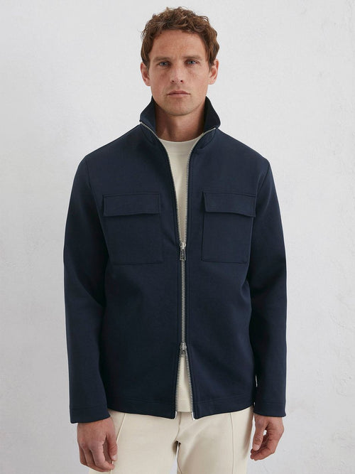 Marc o'polo scuba interlock overshirt donkerblauw | Regular-fit