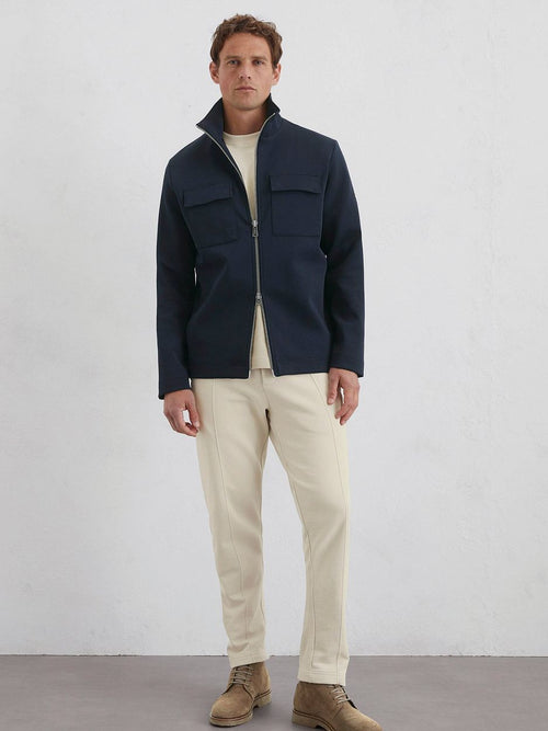 Marc o'polo scuba interlock overshirt donkerblauw | Regular-fit