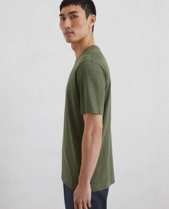 T-shirt slub stripes dark green