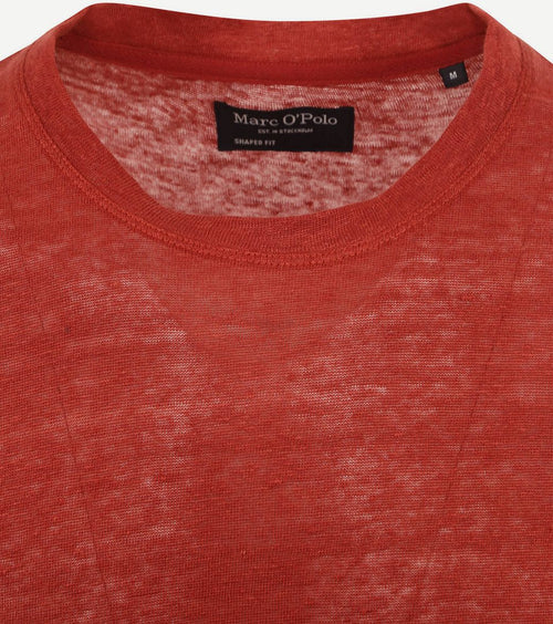 Marc o'polo t-shirt linnen rood | Regular-fit