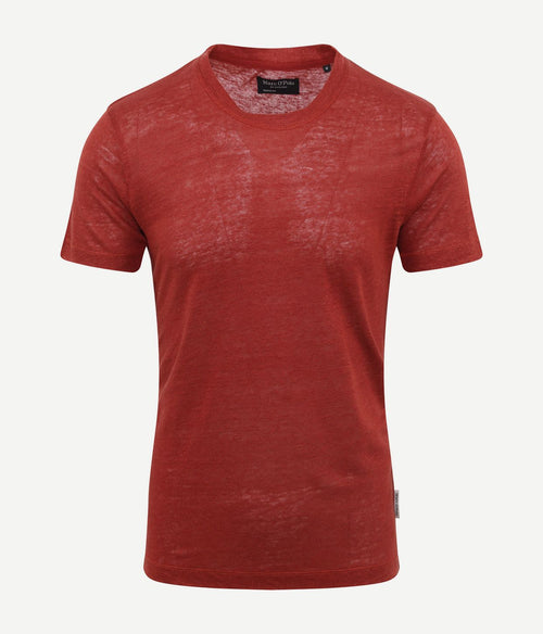 Marc o'polo t-shirt linnen rood | Regular-fit