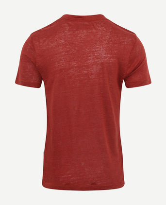 Marc o'polo t-shirt linnen rood | Regular-fit