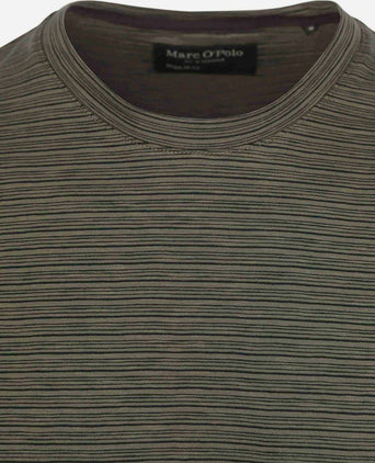 Marc o'polo t-shirt slub stripes dark green | Regular-fit
