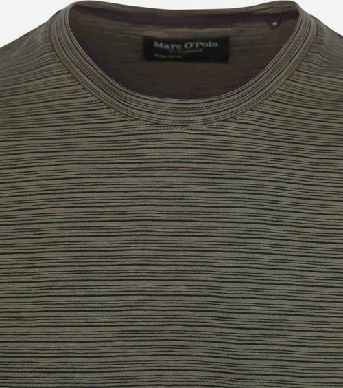 Marc o'polo t-shirt slub stripes dark green | Regular-fit