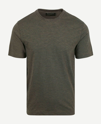 Marc o'polo t-shirt slub stripes dark green | Regular-fit