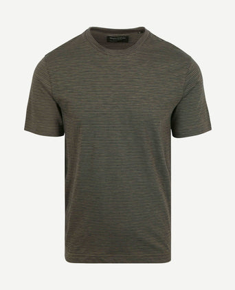 T-shirt slub stripes dark green