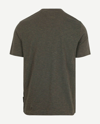 Marc o'polo t-shirt slub stripes dark green | Regular-fit