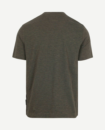 T-shirt slub stripes dark green