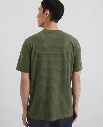 T-shirt slub stripes dark green